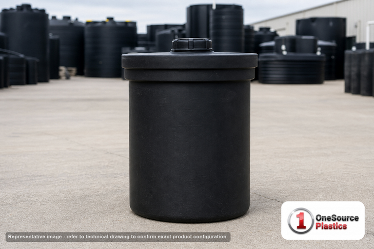 Snyder Industries 35 Gallon ASTM Black Heavy Duty Vertical Storage Tank. High Density Linear Polyethylene; Black; 36" H x