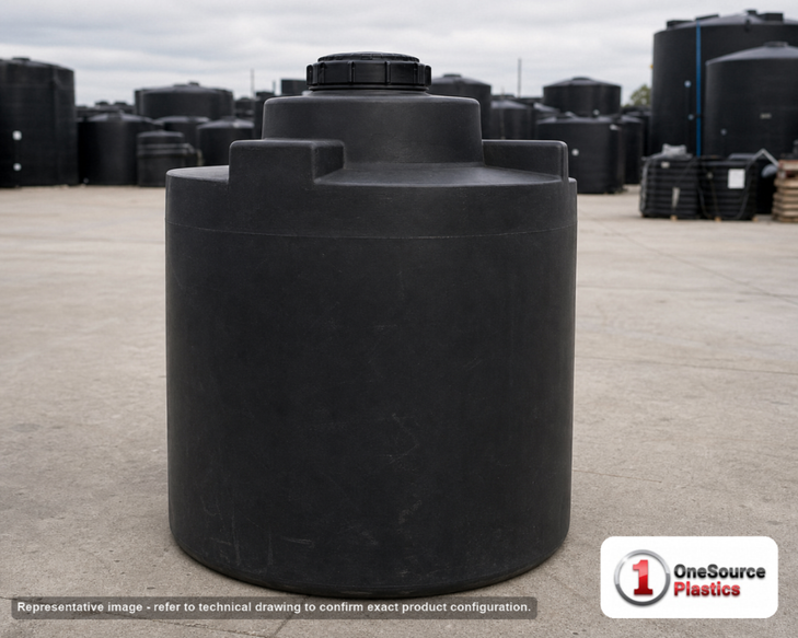 Snyder Industries 200 Gallon ASTM XLPE Black Heavy Duty Vertical Storage Tank. Crosslinked Linear Polyethylene; Black; 59" H