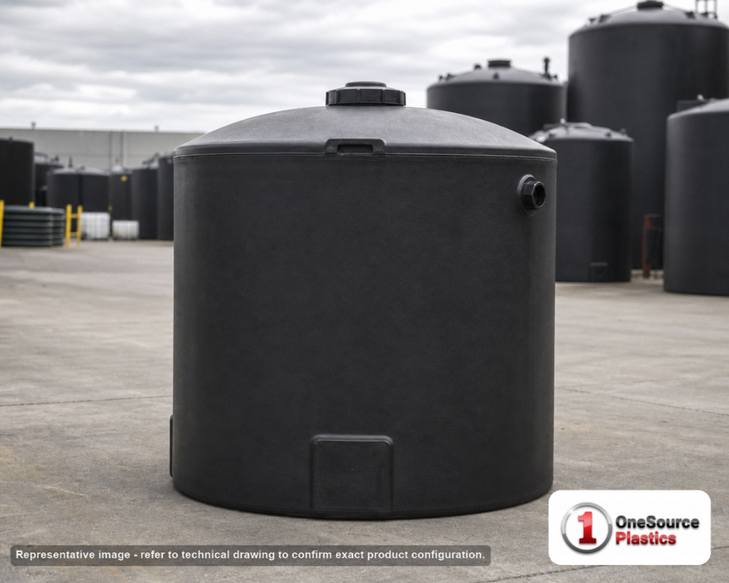 Snyder Industries 200 Gallon ASTM XLPE Black Heavy Duty Vertical Storage Tank. Crosslinked Linear Polyethylene; Black; 48" H
