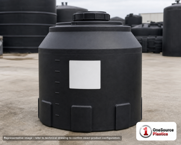 Snyder Industries 110 Gallon ASTM XLPE Black Heavy Duty Vertical Storage Tank. Crosslinked Linear Polyethylene; Black; 41" H
