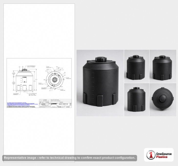 Snyder Industries 110 Gallon ASTM XLPE Black Heavy Duty Vertical Storage Tank