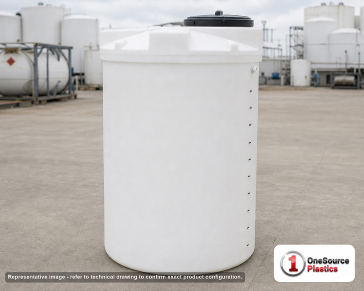 Snyder Industries 200 Gallon ASTM XLPE Heavy Duty Vertical Storage Tank. Crosslinked Linear Polyethylene; Natural White; 57"