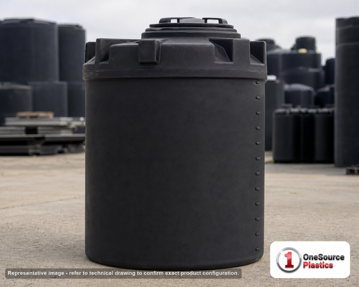 Snyder Industries 120 Gallon ASTM Black Heavy Duty Vertical Storage Tank. Polyethylene; Black; 51" H x 34" W x 34" L