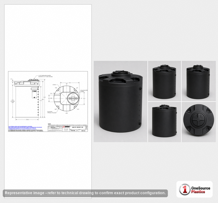 Snyder Industries 120 Gallon ASTM Black Heavy Duty Vertical Storage Tank