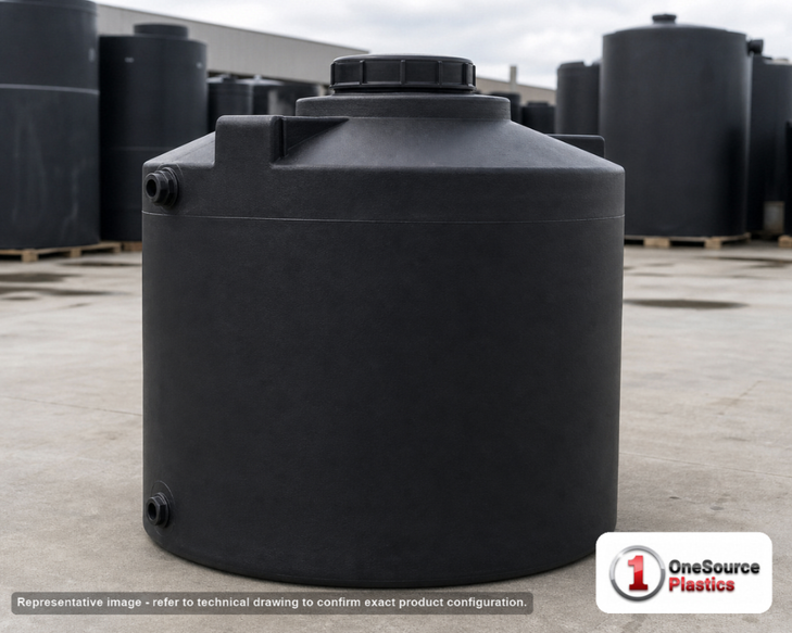 Snyder Industries 330 Gallon ASTM XLPE Black Heavy Duty Vertical Storage Tank. Crosslinked Linear Polyethylene; Black; 55" H