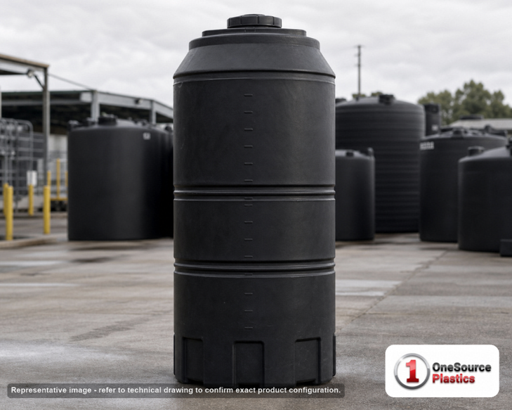 Snyder Industries 300 Gallon ASTM XLPE Black Heavy Duty Vertical Storage Tank. Crosslinked Linear Polyethylene; Black; 94" H