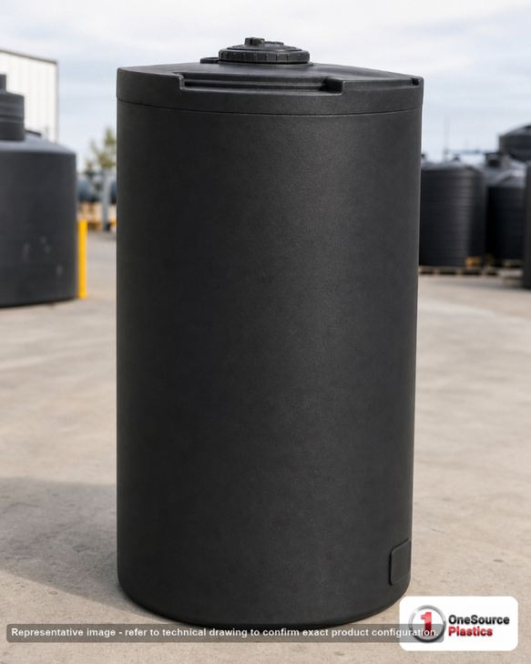Snyder Industries 300 Gallon ASTM XLPE Black Heavy Duty Vertical Storage Tank. Crosslinked Linear Polyethylene; Black; 82" H