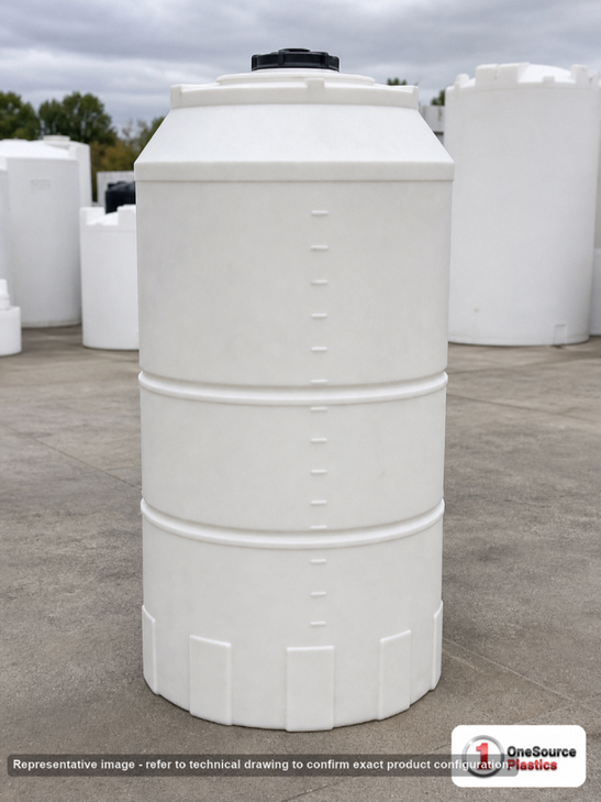 Snyder Industries 300 Gallon ASTM XLPE Heavy Duty Vertical Storage Tank. Crosslinked Linear Polyethylene; Natural White; 94"