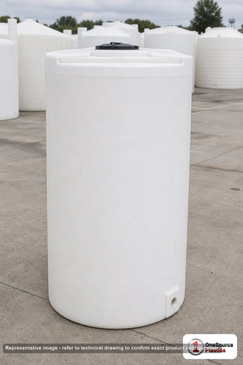 Snyder Industries 300 Gallon ASTM XLPE Heavy Duty Vertical Storage Tank. Crosslinked Linear Polyethylene; Natural White; 82"