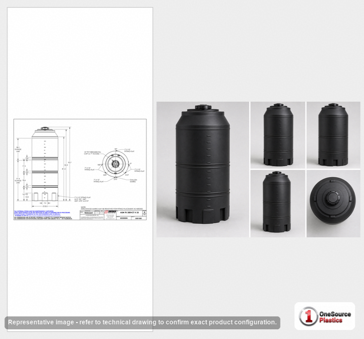 Snyder Industries 300 Gallon ASTM Black Heavy Duty Vertical Storage Tank