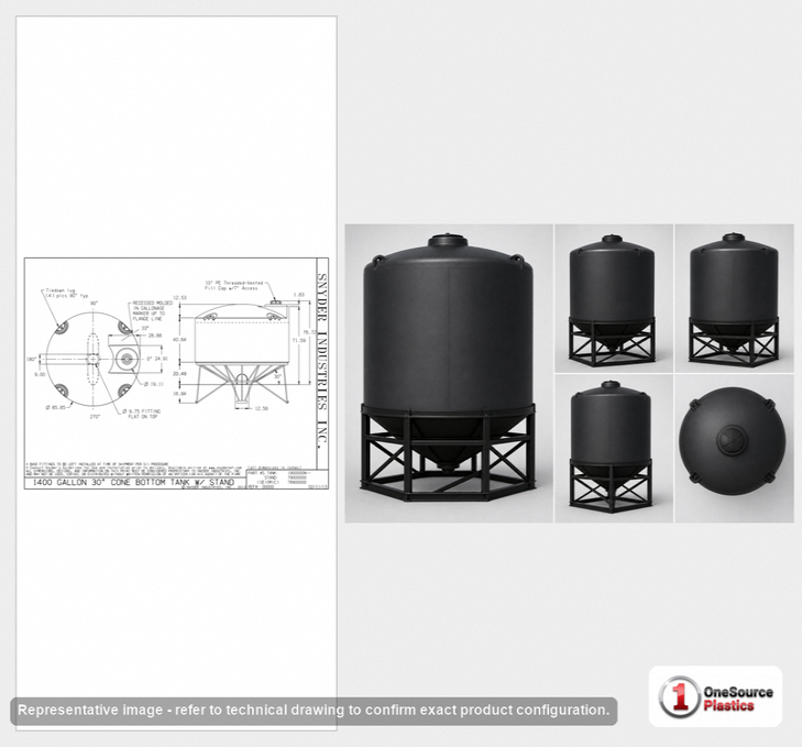 Snyder Industries 1400 Gallon Heavy Duty Cone Bottom Tank