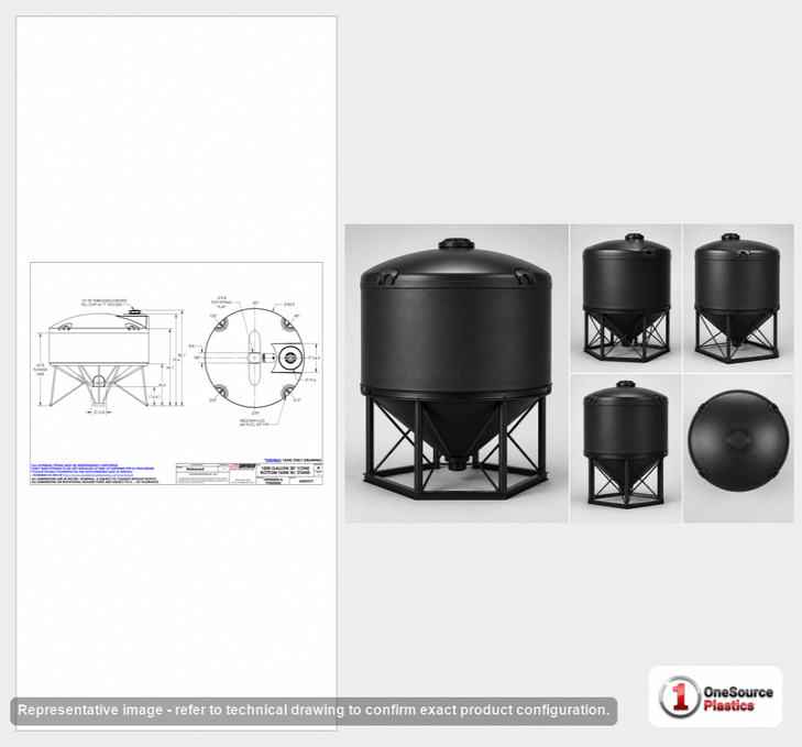 Snyder Industries 1000 Gallon Heavy Duty Cone Bottom Tank