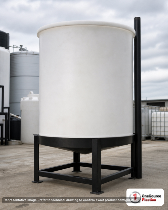 Chem-Tainer 1000 Gallon 20 Degree Plastic Vertical Open Top Cone Bottom Tank. 1000 gallon capacity; Polyethylene; 72" H x