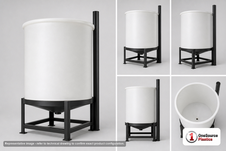 Chem-Tainer 250 Gallon 20 Degree Plastic Vertical Open Top Cone Bottom Tank