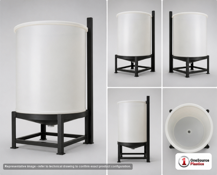 Chem-Tainer 75 Gallon 30 Degree Plastic Cone Bottom Tank