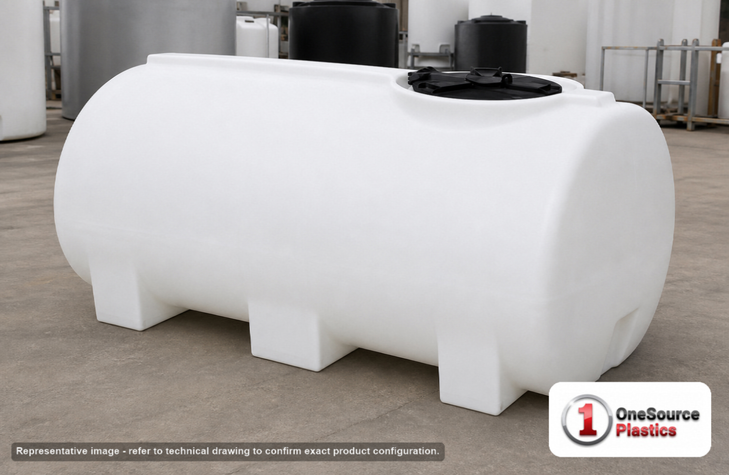 Enduraplas 400 Gallon White Horizontal Sump Bottom Leg Tank. Polyethylene; Natural White; 42" H x 46" W x 74" L; fittings: 1
