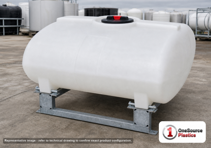 Enduraplas 200 Gallon White Horizontal Sump Bottom Leg Tank w/ Frame. Polyethylene; Natural White; 32" H x 47" W x 55" L
