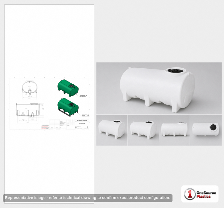Enduraplas 800 Gallon White Horizontal Sump Bottom Leg Tank