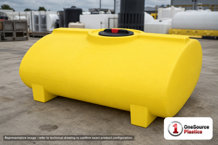 Enduraplas 200 Gallon Yellow Horizontal Sump Bottom Leg Tank. Polyethylene; Yellow; 31" H x 47" W x 55" L; fittings: 1