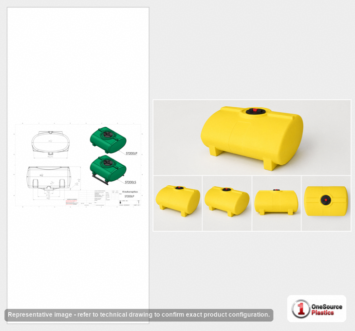 Enduraplas 200 Gallon Yellow Horizontal Sump Bottom Leg Tank