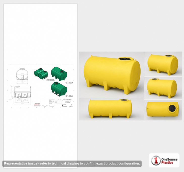 Enduraplas 1400 Gallon Yellow Horizontal Sump Bottom Leg Tank