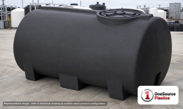 Enduraplas 400 Gallon Black Horizontal Sump Bottom Leg Tank. Polyethylene; Black; 42" H x 46" W x 74" L; fittings: 1 Manway