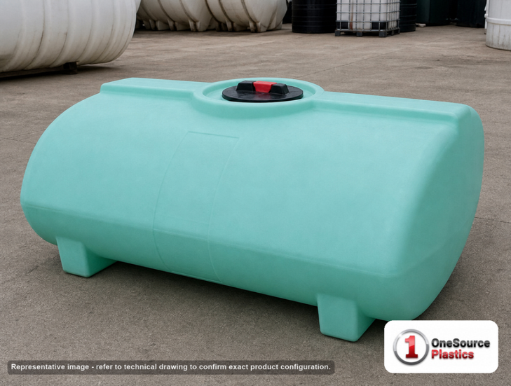 Enduraplas 200 Gallon Green Horizontal Sump Bottom Leg Tank. Polyethylene; Green; 31" H x 47" W x 55" L; fittings: 1 Manway