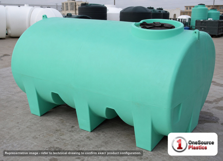 Enduraplas 1200 Gallon Green Horizontal Sump Bottom Leg Tank. Polyethylene; Green; 63" H x 70" W x 102" L; fittings: 1