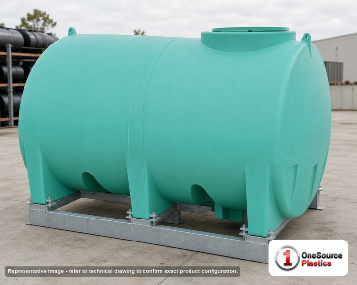 Enduraplas 1400 Gallon Green Horizontal Sump Bottom Leg Tank w/ Frame. Polyethylene; Green; 71" H x 70" W x 102" L