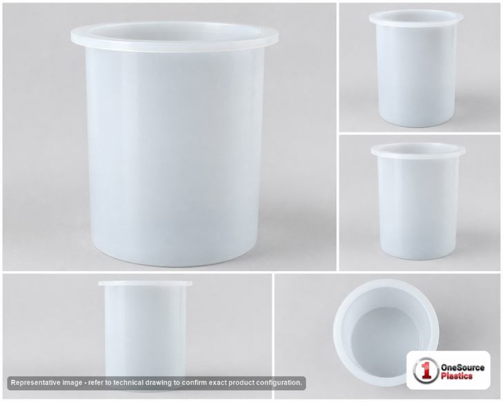 Dimensional spec drawing for Chem-Tainer 70 Gallon Cylindrical Open Top Tank (24" L x 24" W x 36" H)