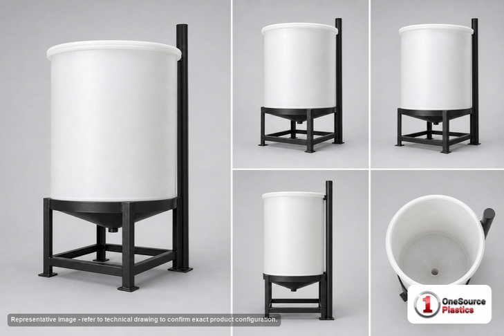 Chem-Tainer 100 Gallon 15 Degree Plastic Vertical Cone Bottom Tank