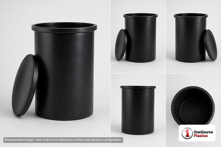 Chem-Tainer 200 Gallon Plastic Open Top Batch Storage Tank in Black