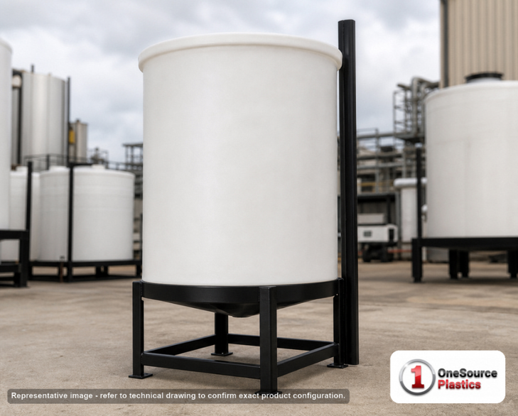 Chem-Tainer 30 Gallon 20 Degree Plastic Vertical Cone Bottom Tank. 30 gallon capacity; Polyethylene; 29" H x 19" W x 19" L.