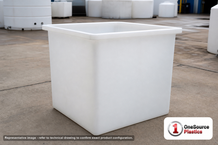Chem-Tainer 45 Gallon Plastic Open Top Batch Storage Tank. 45 gallon capacity; Polyethylene; Natural White; 20" H x 20" W x