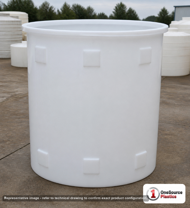 Chem-Tainer 2925 Gallon Plastic Open Top Batch Storage Tank. Polyethylene; Natural White; max temp 120 deg F / 48 deg C; 3