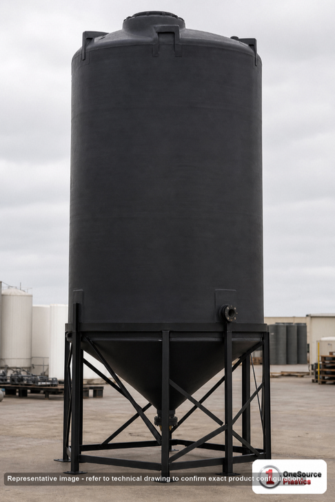 Snyder Industries 5500 Gallon Black XLPE Cone Bottom Tank. Crosslinked Linear Polyethylene; Black; 241" H x 90" W x 90" L