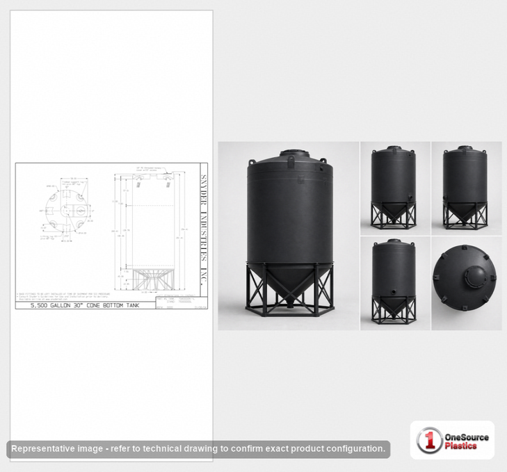 Snyder Industries 5500 Gallon Black XLPE Cone Bottom Tank