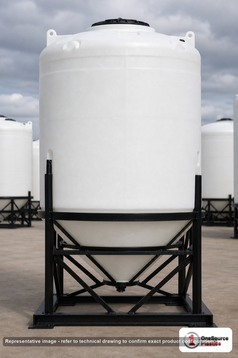 Snyder Industries 4100 Gallon XLPE Cone Bottom Tank. Crosslinked Linear Polyethylene; Natural White; 197" H x 90" W x 90" L