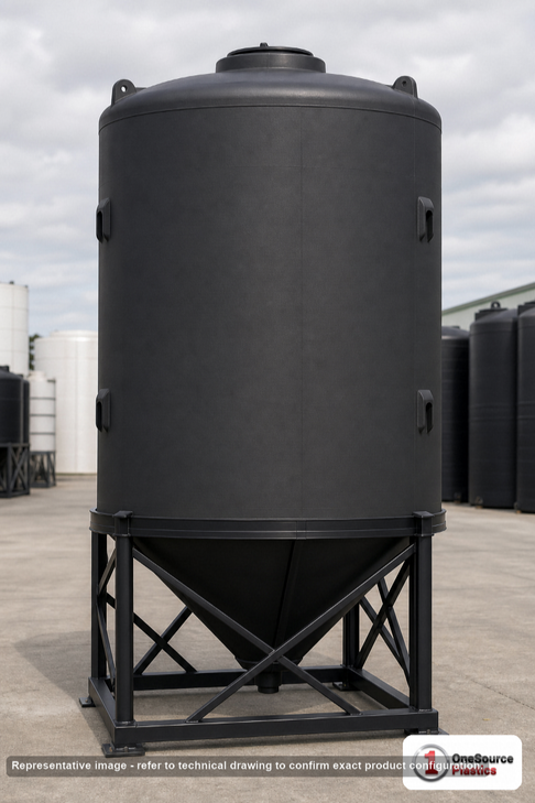 Snyder Industries 4100 Gallon XLPE Cone Bottom Tank. Crosslinked Linear Polyethylene; Black; 197" H x 90" W x 90" L