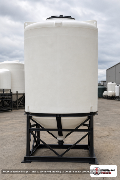 Snyder Industries 3900 Gallon XLPE Cone Bottom Tank. Crosslinked Linear Polyethylene; Natural White; 180" H x 90" W x 90" L