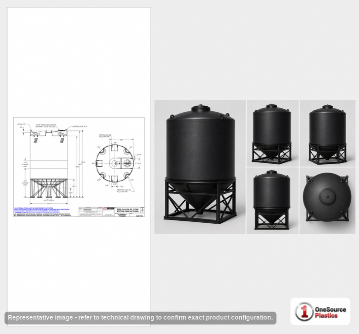 Snyder Industries 3000 Gallon XLPE Cone Bottom Tank