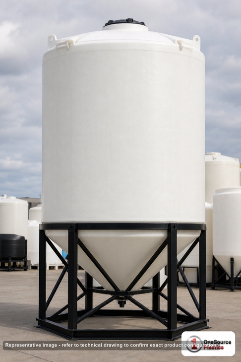 Snyder Industries 2500 Gallon XLPE Cone Bottom Tank. 2500 gallon capacity; Crosslinked Linear Polyethylene; Natural White