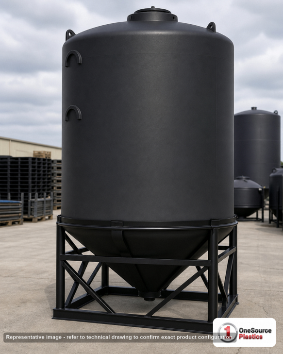Snyder Industries 2000 Gallon XLPE Heavy Duty Cone Bottom Tank. 2000 gallon capacity; Crosslinked Linear Polyethylene