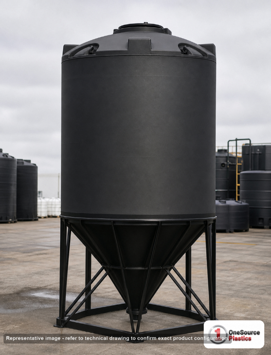 Snyder Industries 1000 Gallon XLPE Heavy Duty Cone Bottom Tank. 1000 gallon capacity; Crosslinked Linear Polyethylene