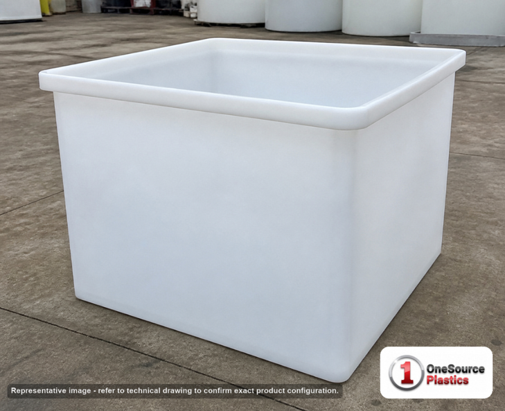 Chem-Tainer 1150 Gallon Plastic Open Top Batch Storage Tank. 1150 gallon capacity; Polyethylene; 66" H x 72" W x 72" L.
