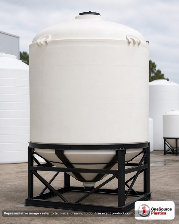 Snyder Industries 1650 Gallon XLPE Heavy Duty Cone Bottom Tank. 1650 gallon capacity; Crosslinked Linear Polyethylene