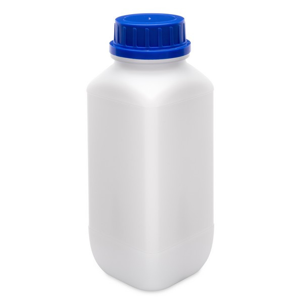 34 oz Natural HDPE Plastic Kautex Wide Mouth UN-Rated Leakproof Bottles (Blue Tamper-Evident Cap) - 3211B11