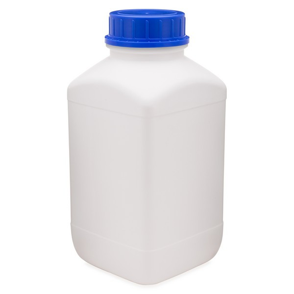 1 gal White HDPE Plastic Kautex Wide Mouth UN-Rated Leakproof Bottles (Blue Tamper-Evident Cap) - 3211B37