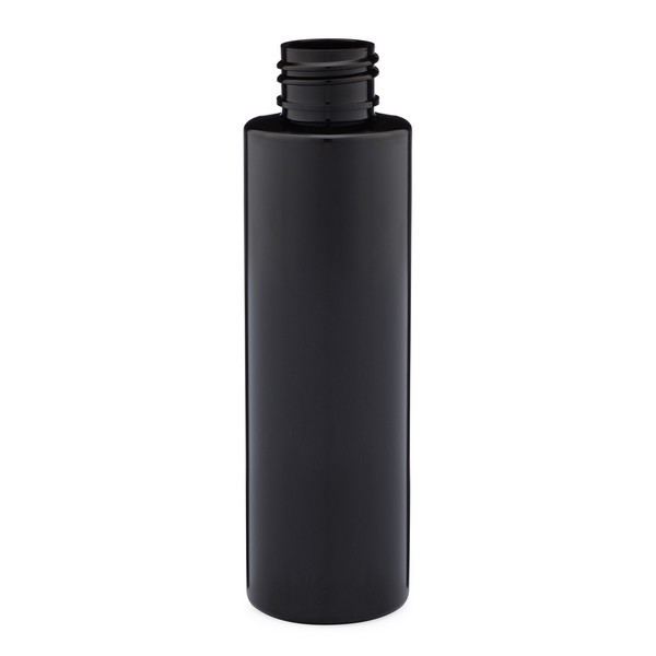 4 oz Black PET Plastic Cylinder Bottles (Cap Not Included) - 3410B58-B