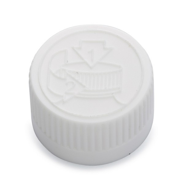20-400 White PP Plastic Child-Resistant Capable Screw Top Caps with Pulp &amp; Vinyl Liner - X20-400CR